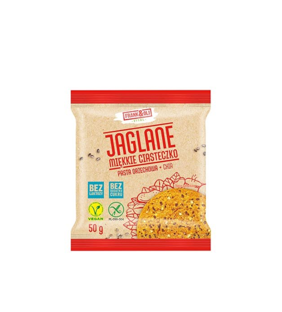 FRANK&OLI Miękkie ciasteczko jaglane pasta orzech+chia b/c 50g