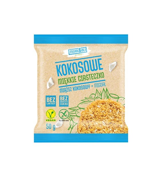 FRANK&OLI Miękkie ciasteczko kokosowe miąższ kokos+migdał b/c 50g