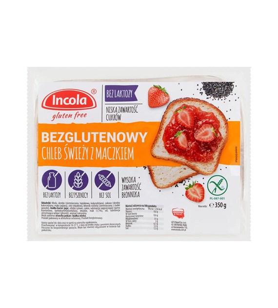 INCOLA Bezglutenowy chleb świeży z maczkiem b/g 350g