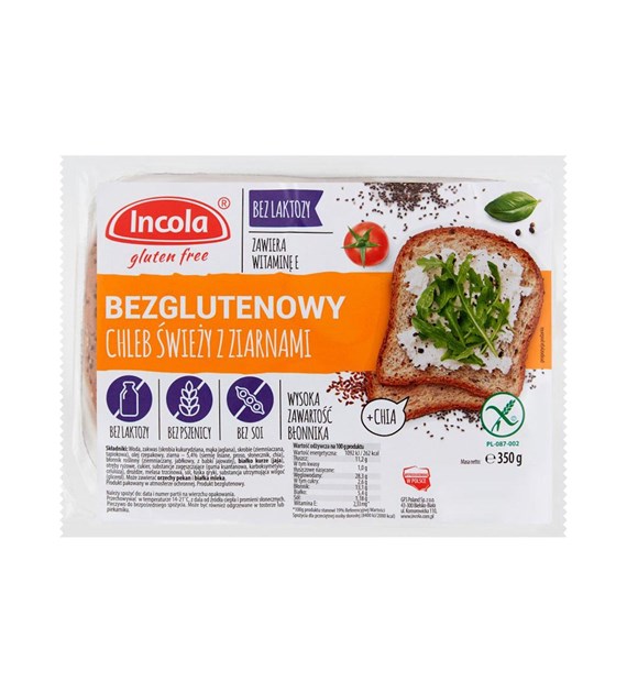 INCOLA Bezglutenowy chleb świeży z ziarnami b/g 350g