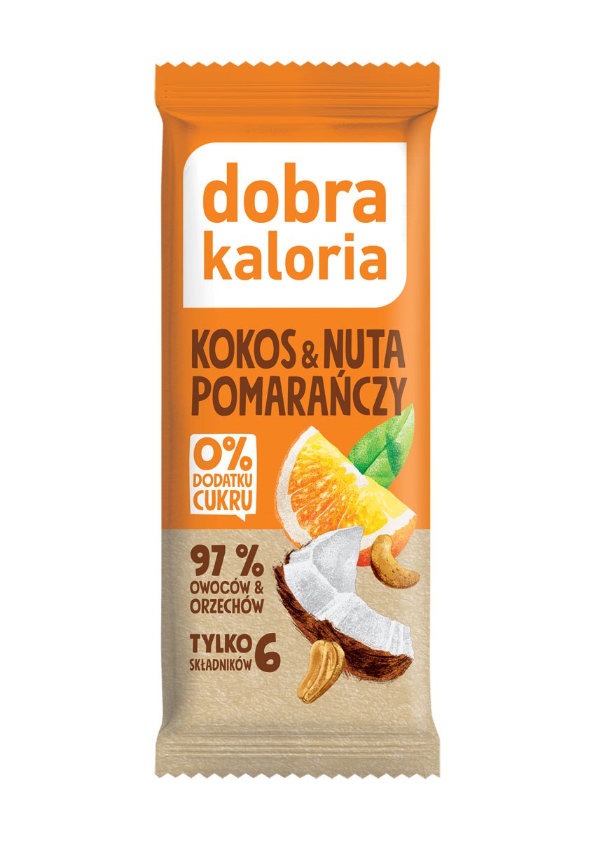 DOBRA KALORIA Baton kokos i nuta pomarańczy 35g