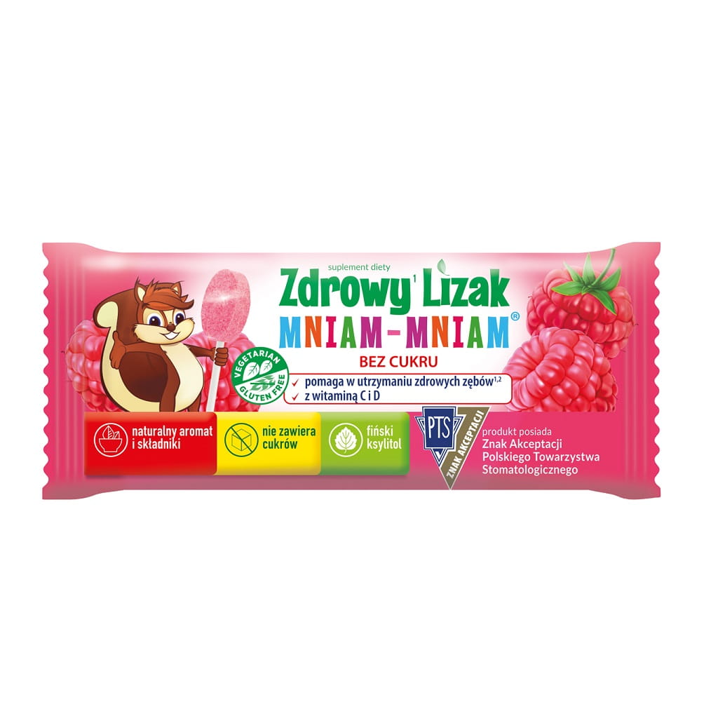 MNIAM-MNIAM Zdrowy Lizak malina łezka 6g