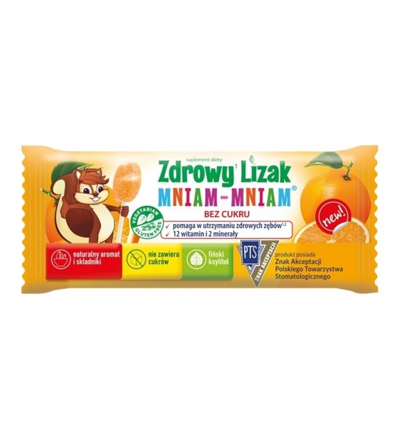 MNIAM-MNIAM Zdrowy Lizak pomarańcza 6g