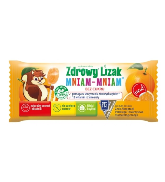 MNIAM-MNIAM Zdrowy Lizak pomarańcza 6g