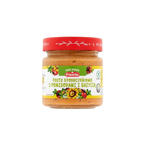 PRIMAVIKA Pasta słonecznikowa z pom. i bazylią160g