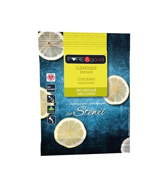PURE&GOOD Cukierki cytrynowe ze stewią b/c 50g