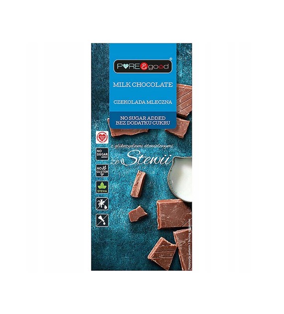 PURE&GOOD Czekolada mleczna ze stewią b/c 100g