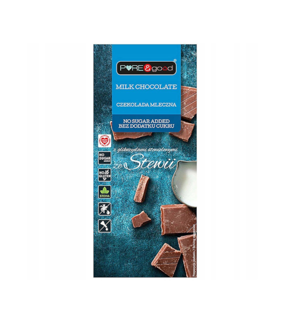 PURE&GOOD Czekolada mleczna ze stewią b/c 100g
