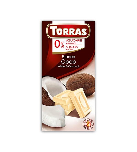 TORRAS Czekolada biała z kokosem b/c 75g