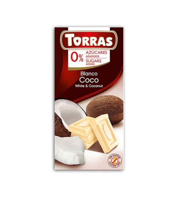 TORRAS Czekolada biała z kokosem b/c 75g