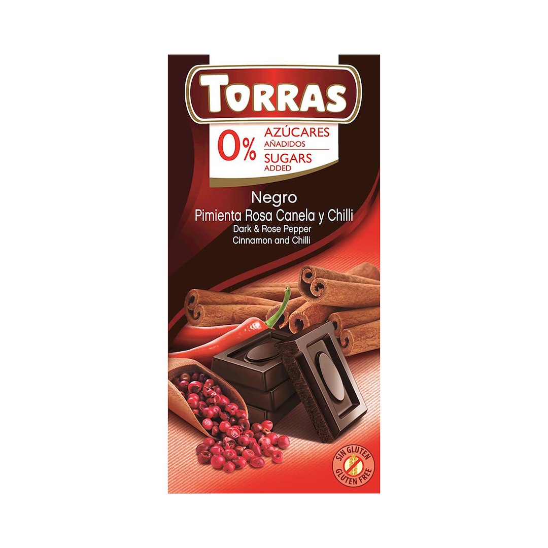 TORRAS Czekolada gorzka z róż. pieprz. cynamon 75g