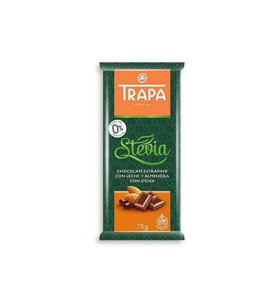 TRAPA Czekolada mleczna z migdałami ze stewią 75g