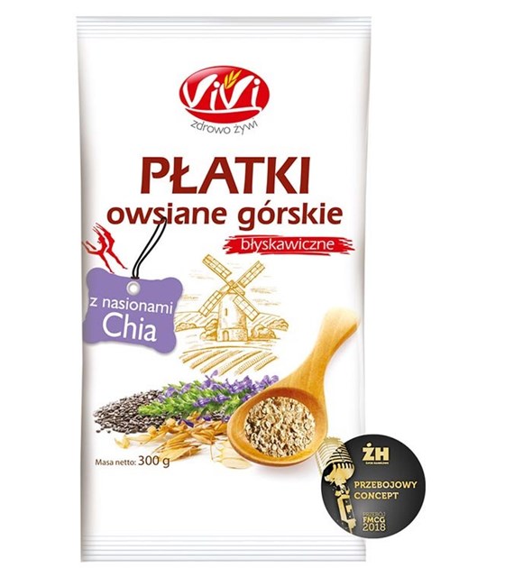 VIVI Płatki owsiane górskie z nasionami chia 300g