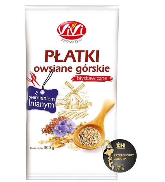 VIVI Płatki owsiane górskie z siem. ln. błys. 300g