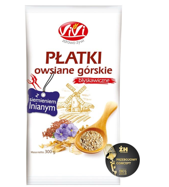 VIVI Płatki owsiane górskie z siem. ln. błys. 300g