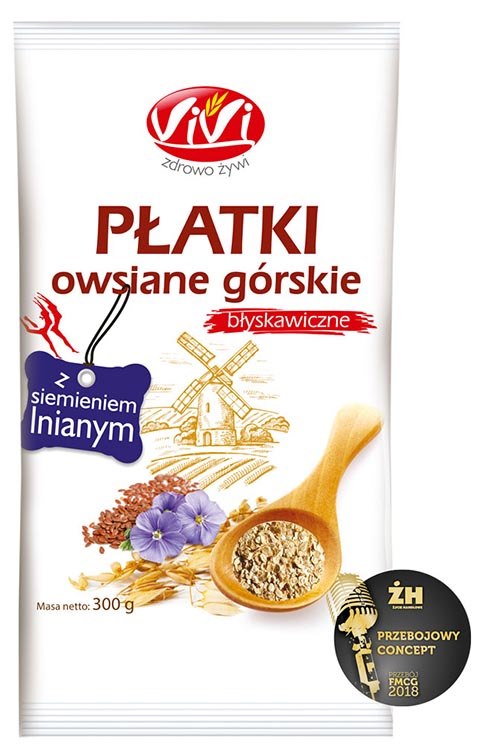VIVI Płatki owsiane górskie z siem. ln. błys. 300g