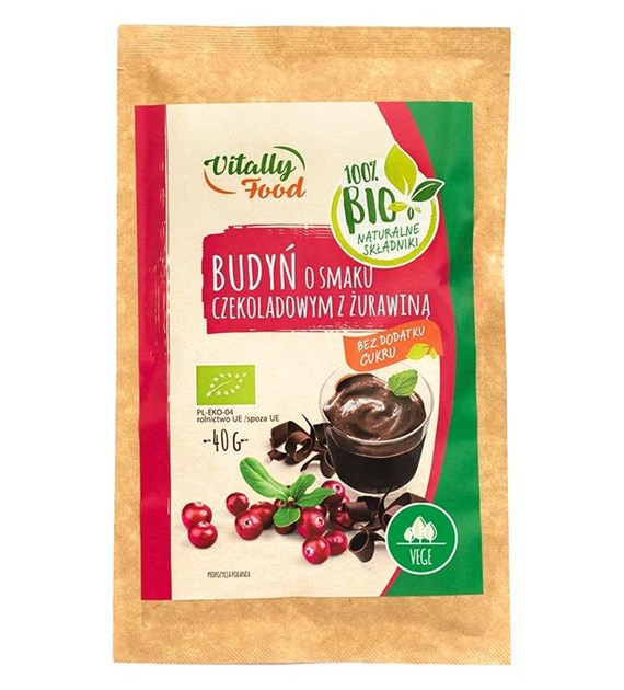 VITALLY FOOD Budyń czekoladowy z żurawiną BIO 40g
