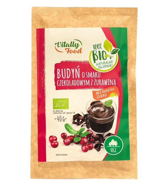 VITALLY FOOD Budyń czekoladowy z żurawiną BIO 40g