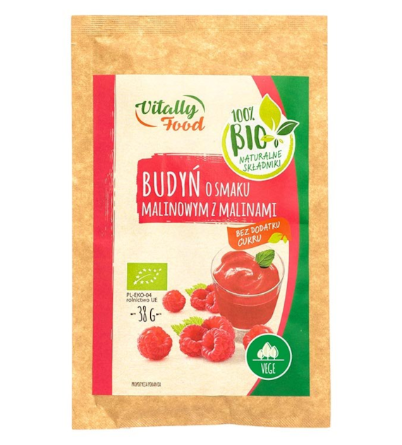 VITALLY FOOD Budyń malinowy z malinami BIO 38g