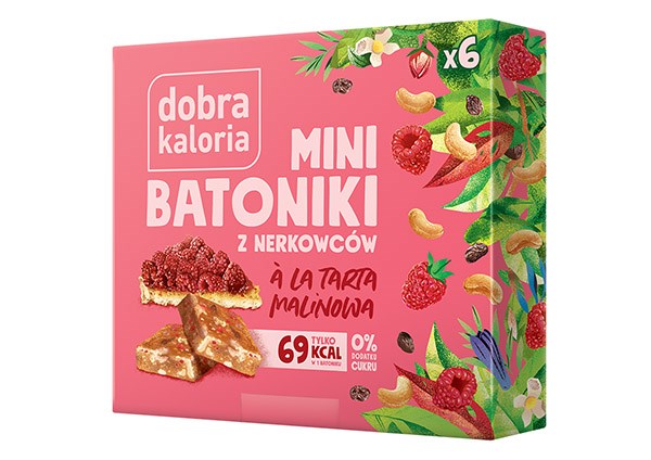 DOBRA KALORIA Mini batoniki z nerkowców a'la tarta malinowa 102g