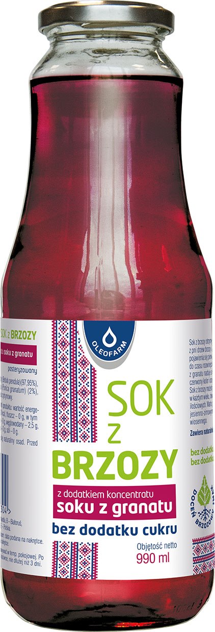OLEOFARM Sok z brzozy z granatem bez dodatku cukru 990ml