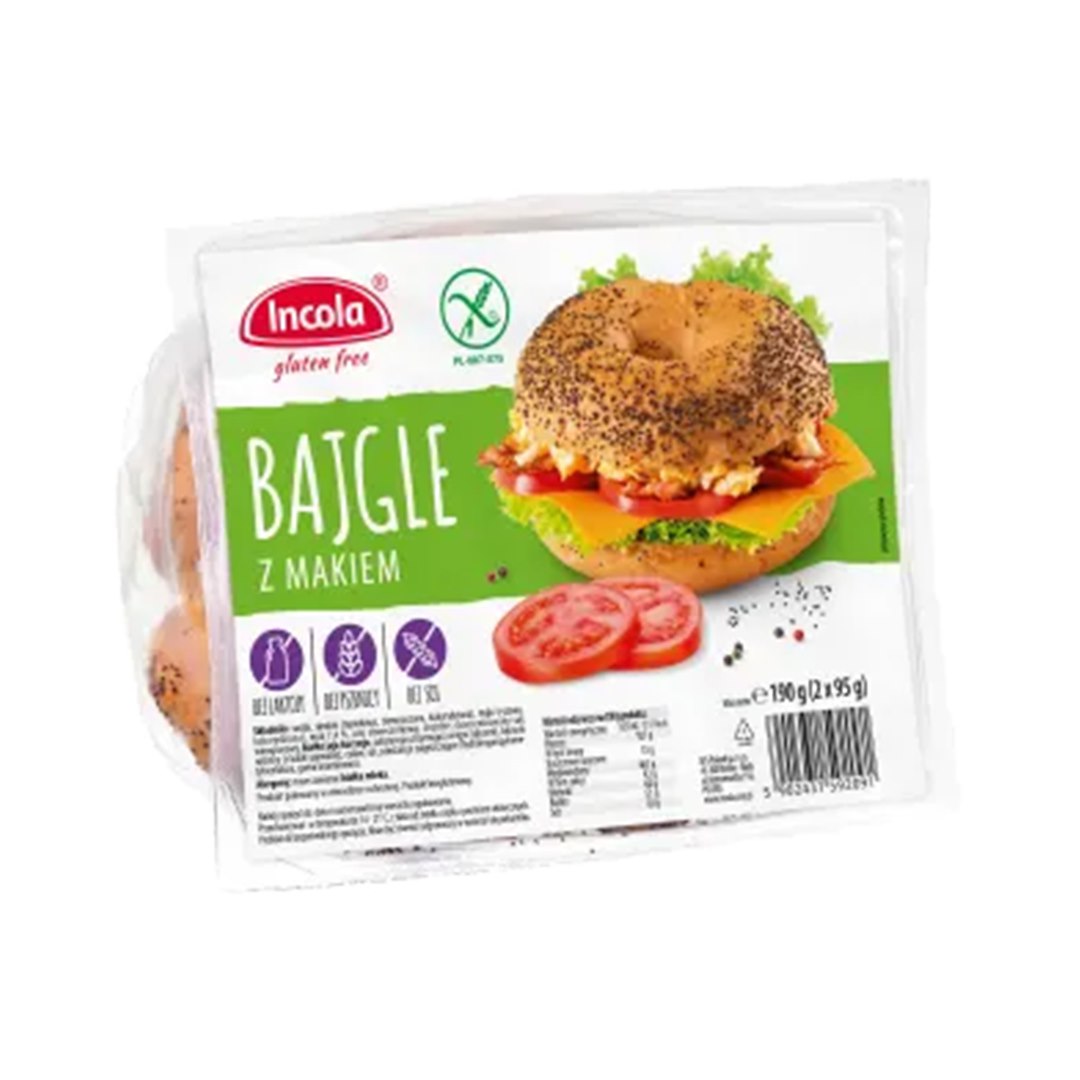 INCOLA Bezglutenowe bajgle z makiem 190g