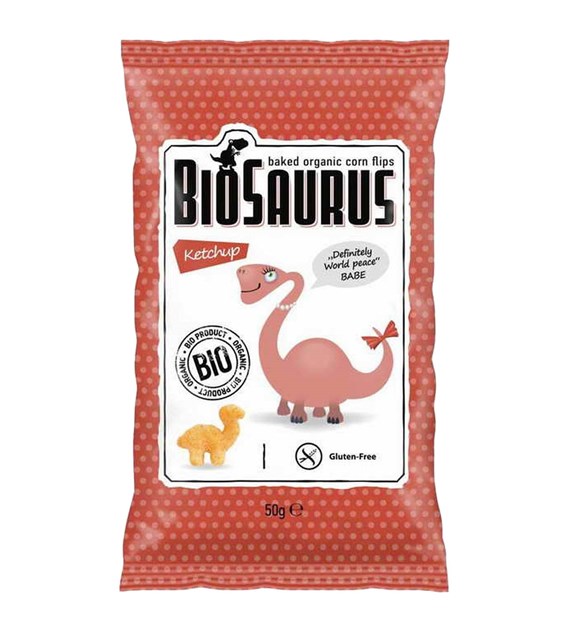 BIOSAURUS Chrupki kukur. Dinozaury o smaku ketchupowym BIO 50g