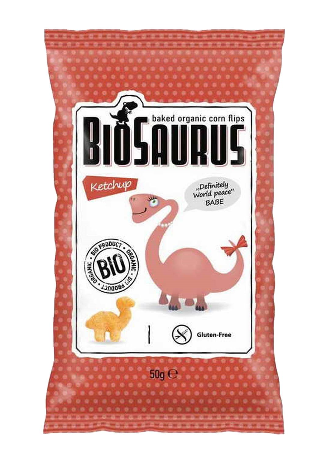 BIOSAURUS Chrupki kukur. Dinozaury o smaku ketchupowym BIO 50g