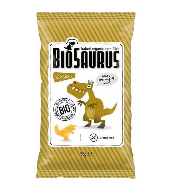 BIOSAURUS Chrupki kukur. Dinozaury o smaku serowym BIO 50g