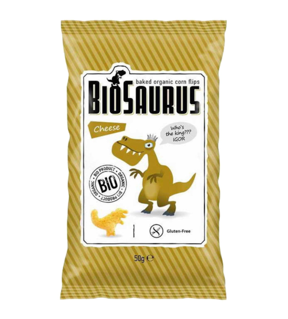 BIOSAURUS Chrupki kukur. Dinozaury o smaku serowym BIO 50g