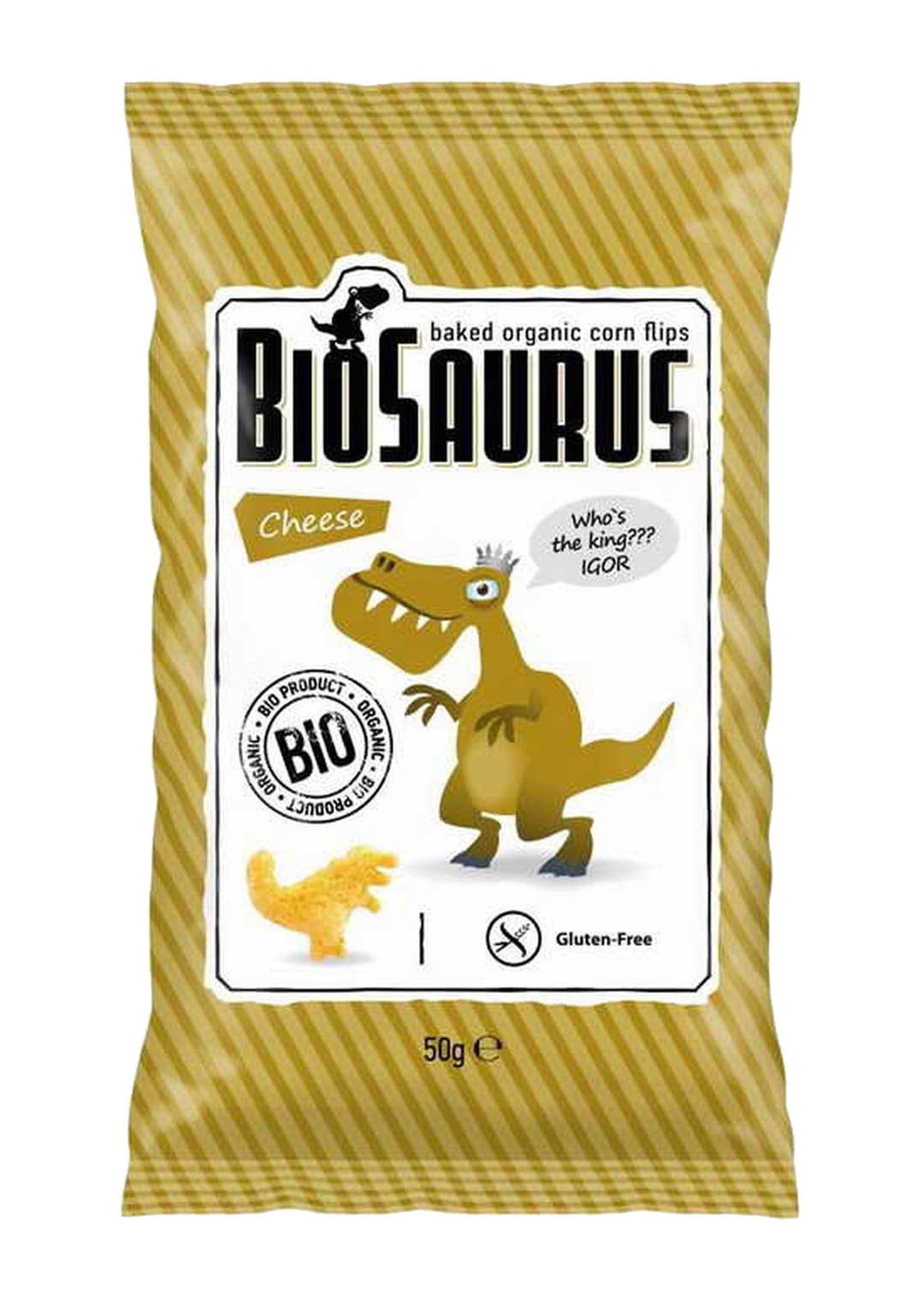 BIOSAURUS Chrupki kukur. Dinozaury o smaku serowym BIO 50g