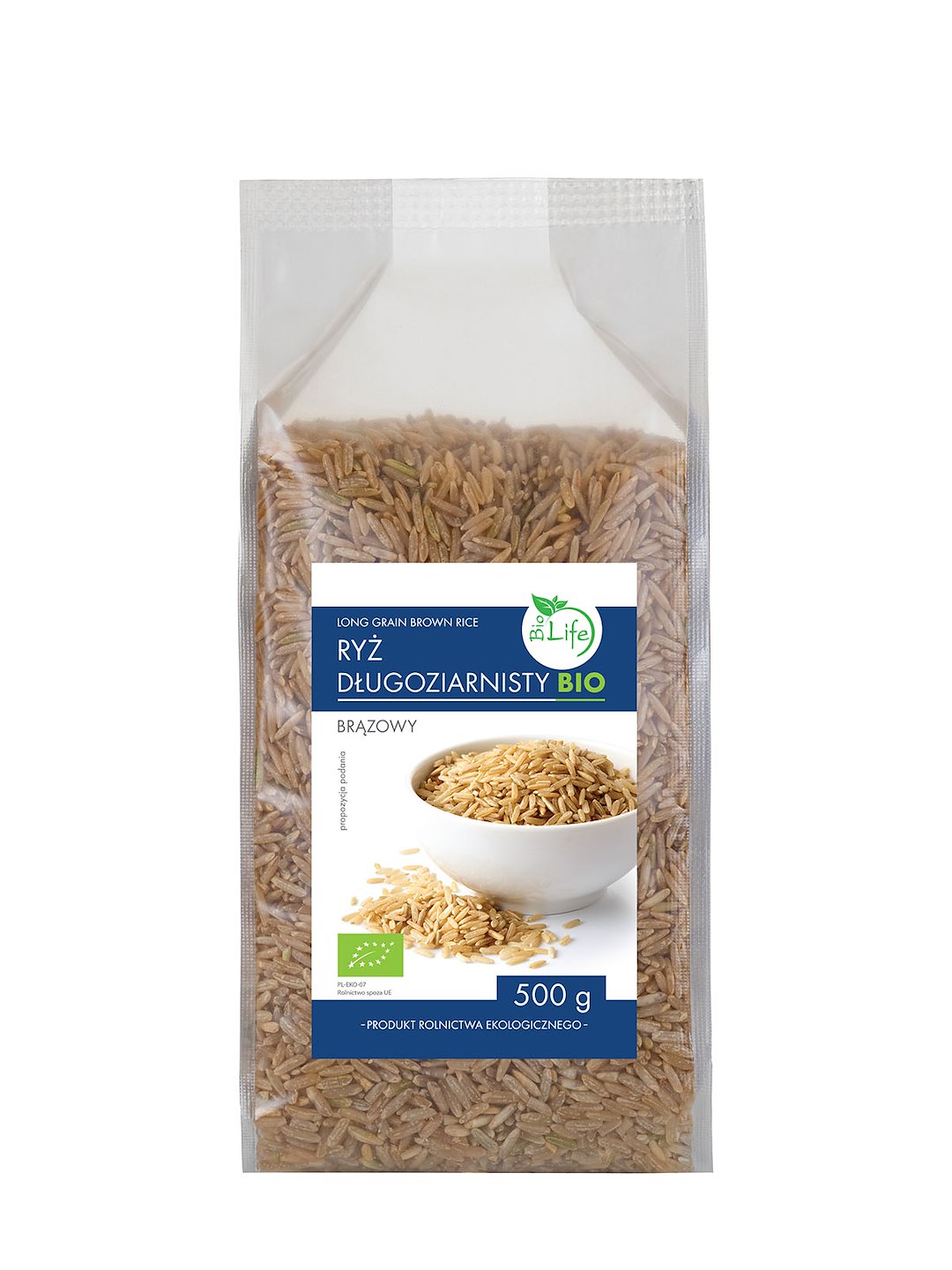 BIOLIFE Ryż brązowy długoziarnisty 500g BIO
