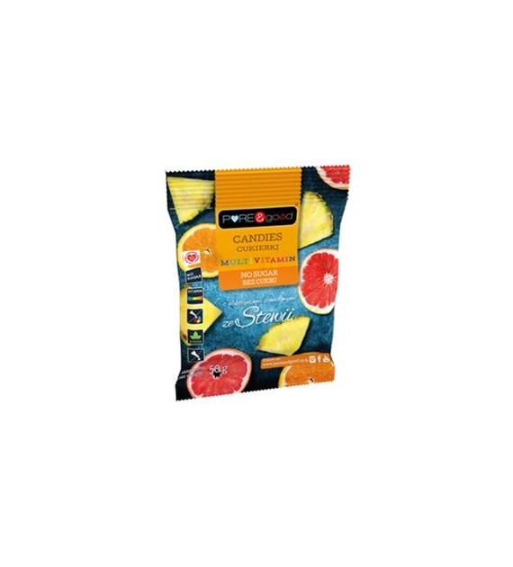 PURE&GOOD Cukierki multivitamin ze stewią b/c 50g