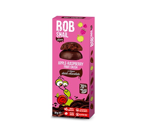 BOB SNAIL Ciasteczko owocowe jabłko malina w ciemnej czekoladzie 30g