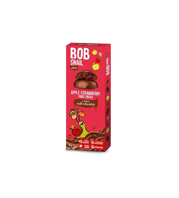 BOB SNAIL Ciasteczko owocowe jabłko-truskawka w mlecznej czekoladzie b/c 30g