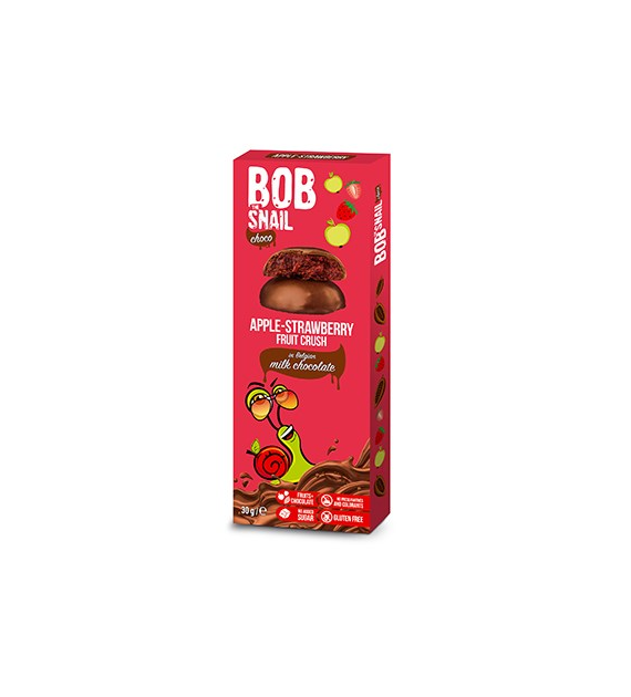 BOB SNAIL Ciasteczko owocowe jabłko-truskawka w mlecznej czekoladzie b/c 30g
