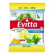 EVITTA Ziołowe cukierki bez cukru z wit.C o smaku cytryny, limonki i mięty 60g