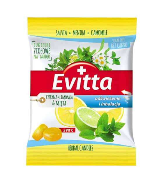 EVITTA Ziołowe cukierki z wit.C o smaku cytryny, limonki i mięty b/c 60g