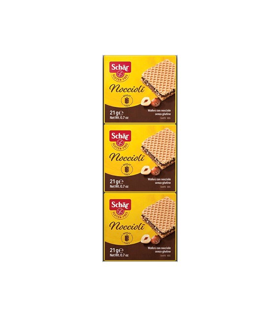 SCHAR Wafelki z nadzieniem z kawałkami orzechów laskowych NOCCIOLI 3x21g