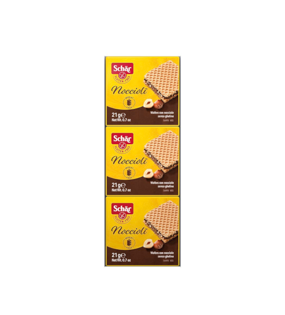 SCHAR Wafelki z nadzieniem z kawałkami orzechów laskowych NOCCIOLI 3x21g