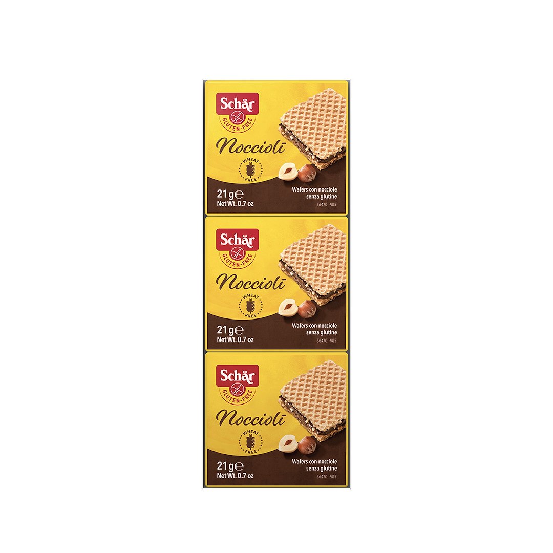 SCHAR Wafelki z nadzieniem z kawałkami orzechów laskowych NOCCIOLI 3x21g
