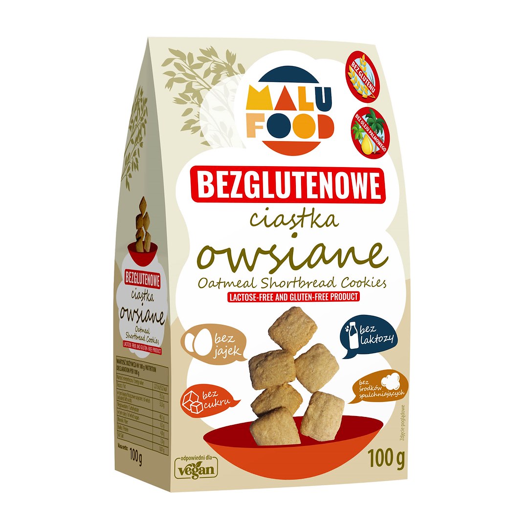 MALU FOOD Ciastka owsiane bezglutenowe bez dodatku cukru 100g