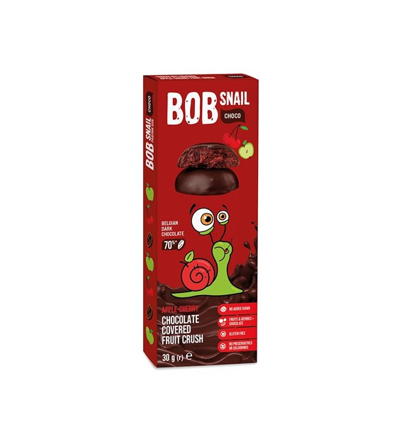 BOB SNAIL Ciasteczko owocowe jabłko-wiśnia w ciemnej belgijskiej czekoladzie b/c 30g