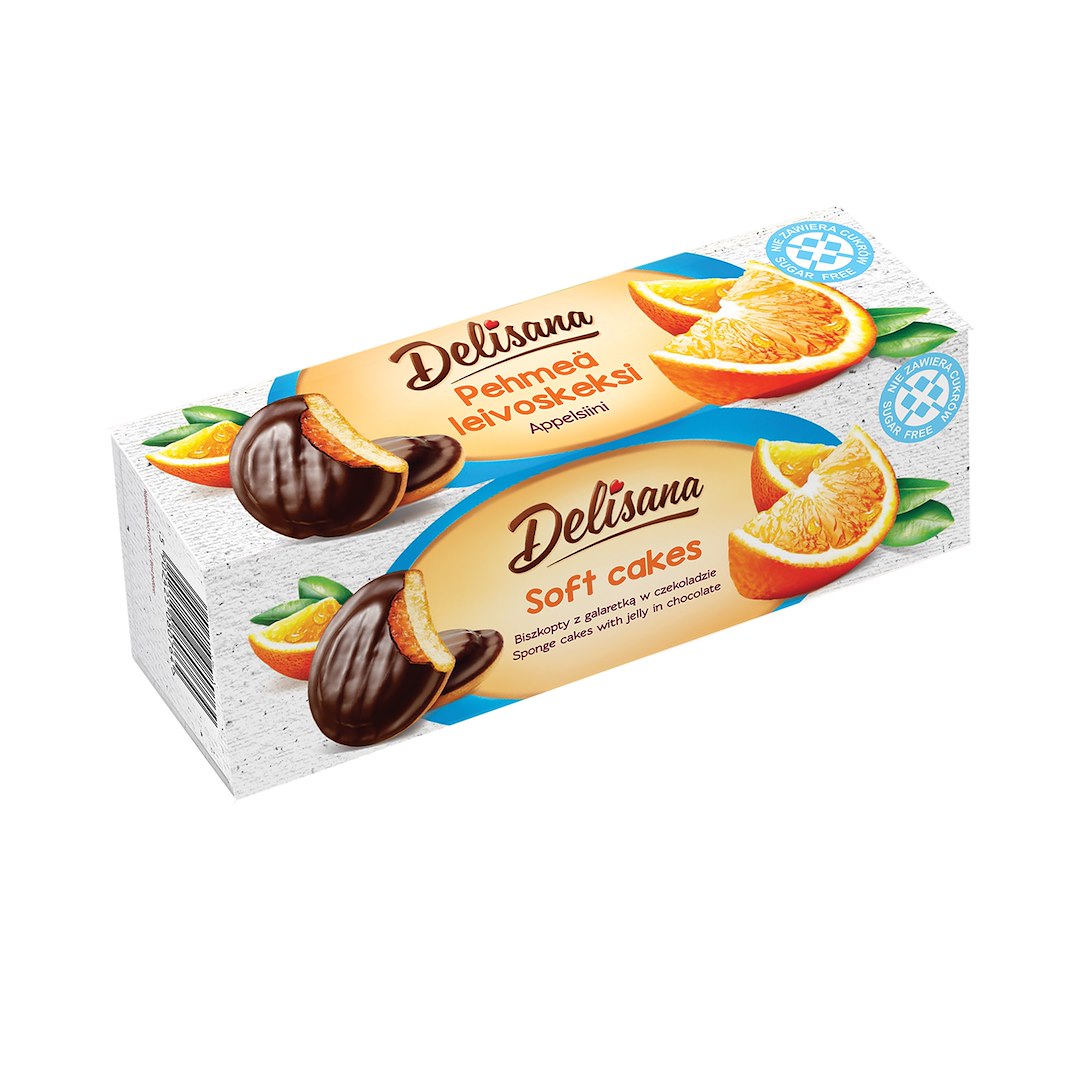 DELISANA Bezcukrowe biszkopty z gal. pom. w czekoladzie 140g