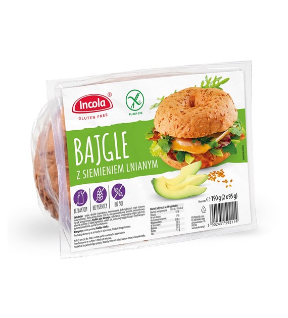INCOLA Bezglutenowe bajgle z siemieniem b/g 190g