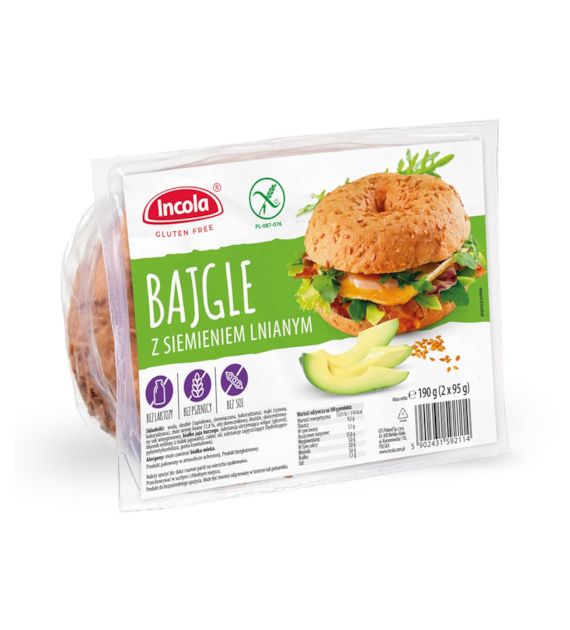 INCOLA Bezglutenowe bajgle z siemieniem b/g (2x95g) 190g