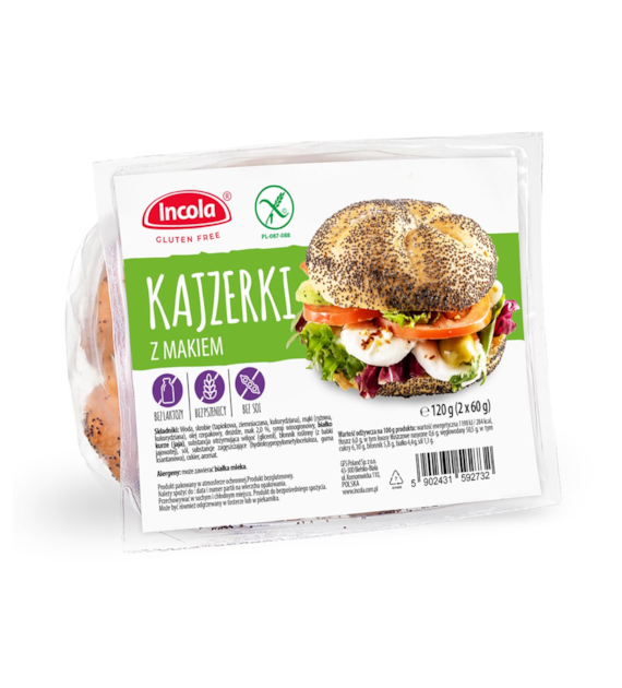 INCOLA Bezglutenowa bułka kajzerka z makiem b/g 120g