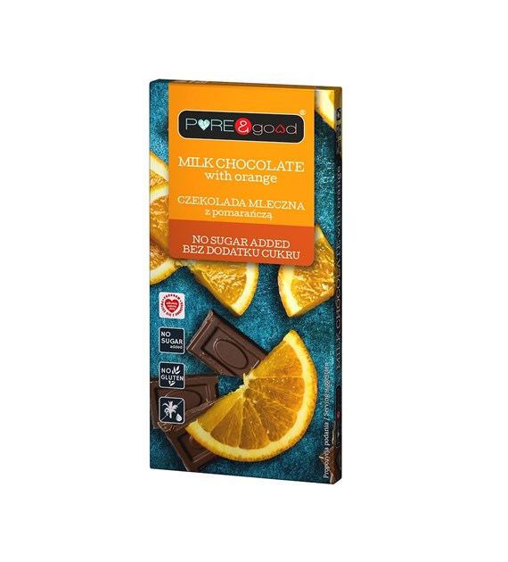 PURE&GOOD Czekolada mleczna z pomarańczą b/c 75g
