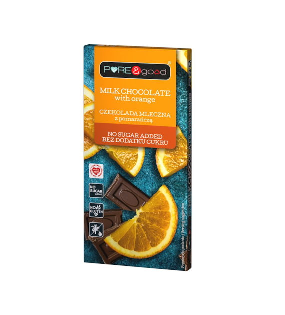 PURE&GOOD Czekolada mleczna z pomarańczą b/c 75g