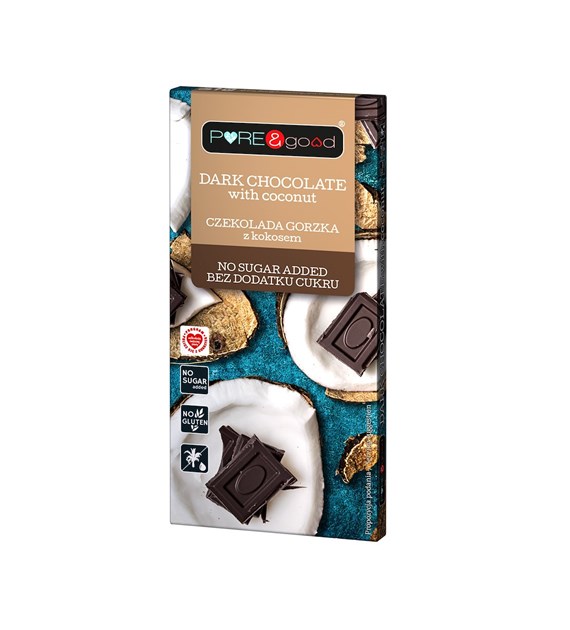 PURE&GOOD Czekolada gorzka z kokosem b/c 75g